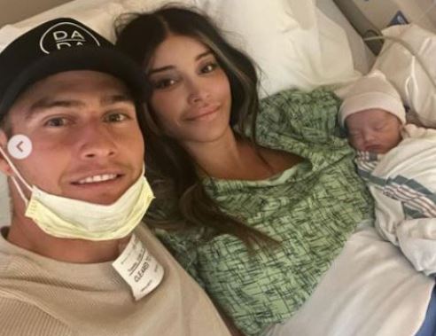 Haley Giraldo with her husband Matt Williams and newly born baby